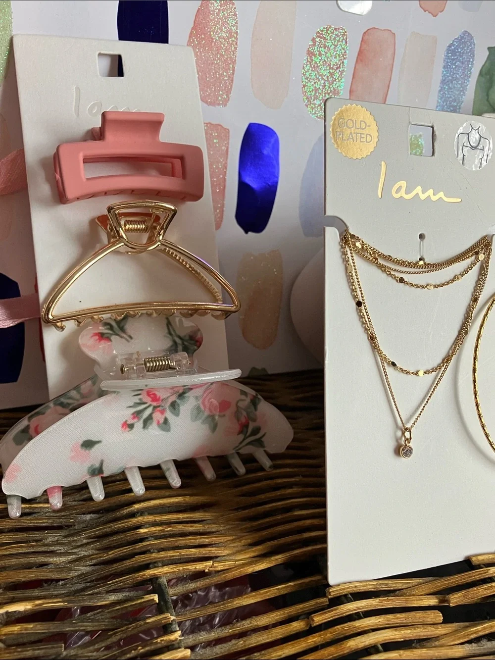 Lucia Mara & I am Gold-Plated Layered Necklace and Hoop Earring Set - Gold